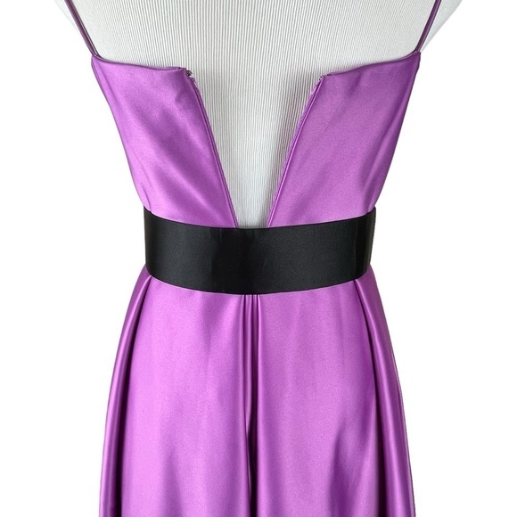 Vintage Y2K Fuchsia Pink Purple Satin Lined Homecoming Special Occasion Dress - Picture 7 of 13